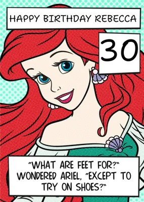 Disney Ariel Feet Are For Shoes Personalised Happy Birthday Card