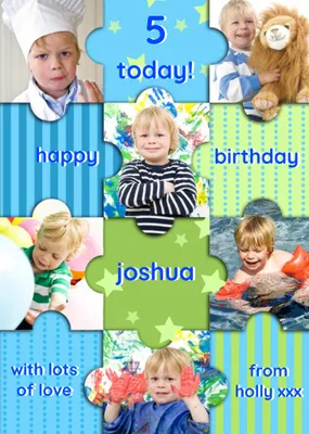 Colourful Puzzle Pieces Happy Birthday Photo Card