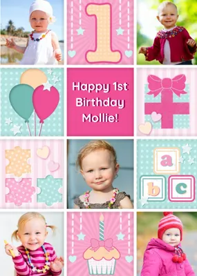 1st Birthday Photo Card