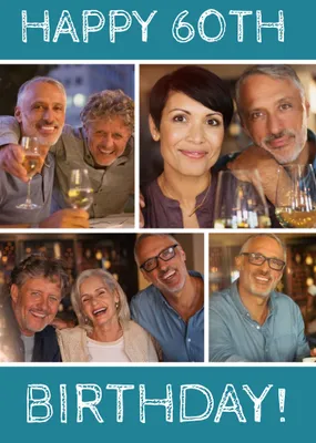 60th Birthday Card - Use your own photos to create personalised 60th birthday postcard