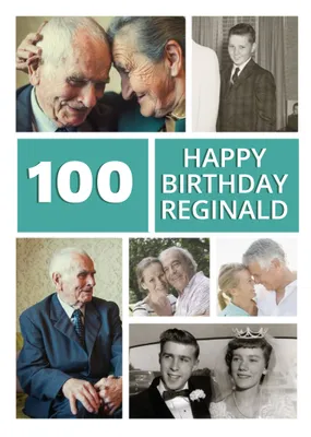 Amazing Centenarian Multi Photo Upload Birthday Card