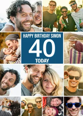 Multiple Photo Upload Happy 40th Birthday Card