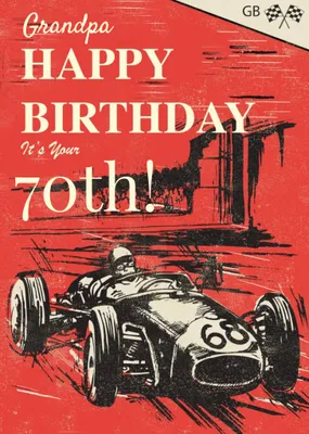 Vintage Race Car Illustration Customisable Grandpa Birthday Card
