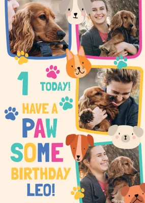 Pawesome Photo Upload Dogs Birthday Card