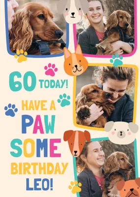 Pawesome Photo Upload Dogs Birthday Card
