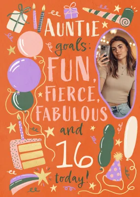 Auntie Goals Photo Upload Birthday Card
