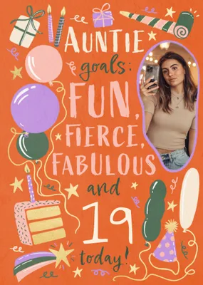 Auntie Goals Photo Upload Birthday Card