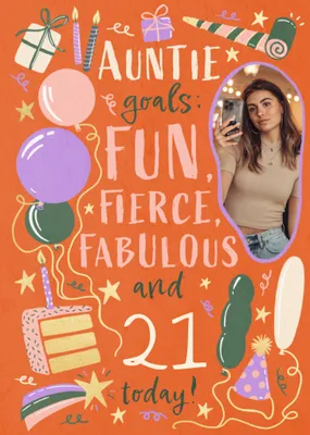 Auntie Goals Photo Upload Birthday Card