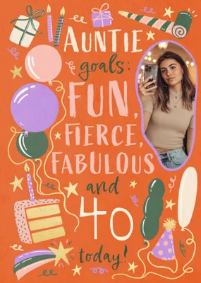 Auntie Goals Photo Upload Birthday Card