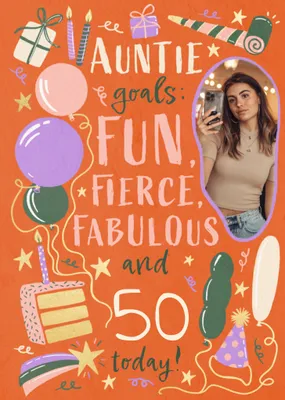 Auntie Goals Photo Upload Birthday Card