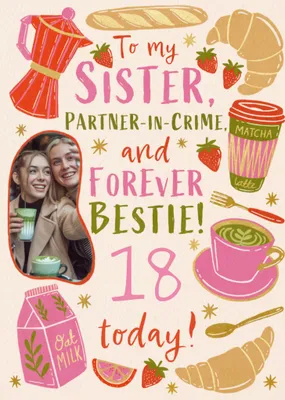 Sister Partner-In-Crime Photo Upload Birthday Card