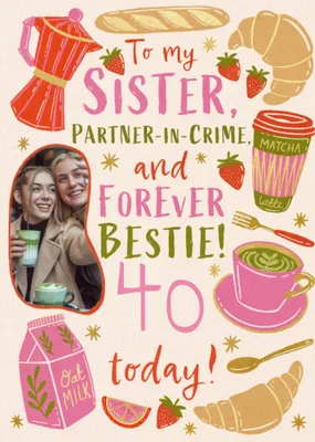 Sister Partner-In-Crime Photo Upload Birthday Card