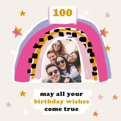 Featuring A Colourful Rainbow And Stars Photo Upload Birthday Card