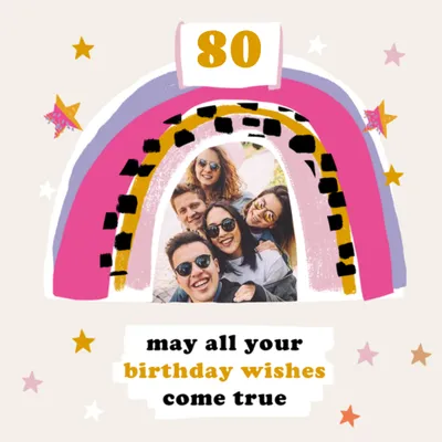 Featuring A Colourful Rainbow And Stars Photo Upload Birthday Card