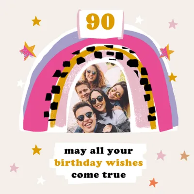Featuring A Colourful Rainbow And Stars Photo Upload Birthday Card