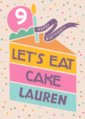 Shape Stack Graphic Slice Of Cake 9th Birthday Card