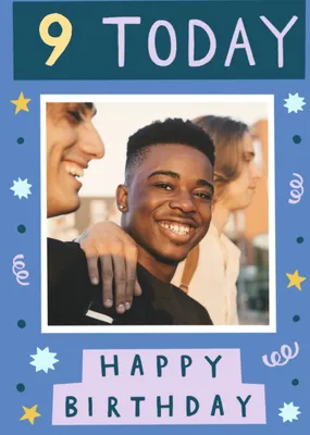 16 Today Birthday Photo Upload Card In Blue And Green