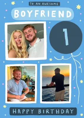 Awesome Boyfriend Happy 18th Photo Upload Birthday Card