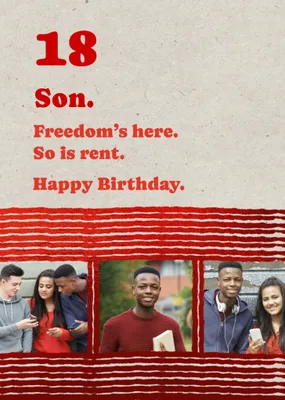 Freedom's Here Photo Upload Son 18th Birthday Card