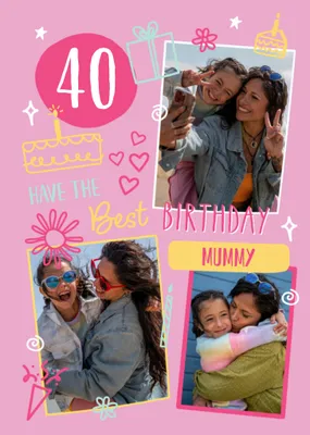 40th Have The Best Birthday Mummy Photo Upload Card
