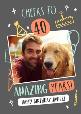 Cheers To 40 Amazing Years Photo Upload Birthday Card