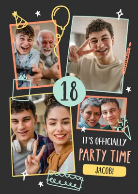 Officially Party Time Photo Upload Birthday Card