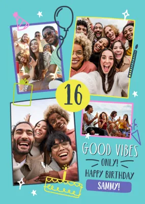 Good Vibes Only Photo Upload 16th Birthday Card
