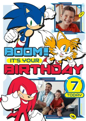 Sega Sonic the Hedgehog Boom It's You Birthday 7 Today Photo Upload Card
