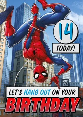 Spiderman Let's Hang Out Birthday Card