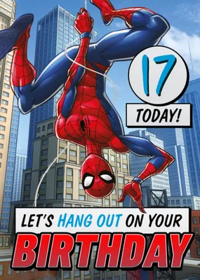 Spiderman Let's Hang Out Birthday Card