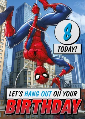 Spiderman Let's Hang Out Birthday Card