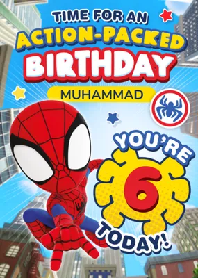 Spidey And His Amazing Friends Action Packed 2nd Birthday Card