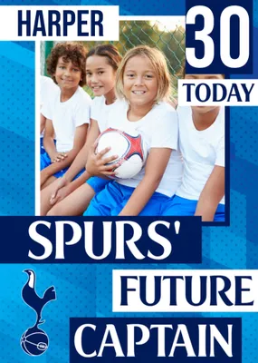 Future Captain Tottenham Hotspur FC Photo Upload Birthday Card