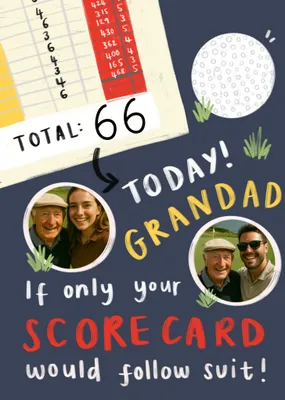Golf Scorecard Photo Upload Grandad 80th Birthday Card