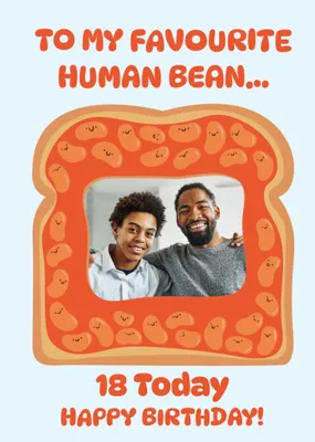 Scribbler Human Bean 18th Birthday Photo Upload Card