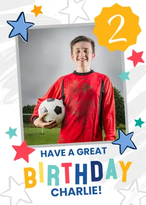 Studio Sundae Large Photo Frame surrounded by Colourful Stars Photo Upload Birthday Age Cardxz