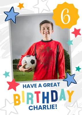 Studio Sundae Large Photo Frame surrounded by Colourful Stars Photo Upload Birthday Age Cardxz