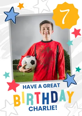 Studio Sundae Large Photo Frame surrounded by Colourful Stars Photo Upload Birthday Age Cardxz