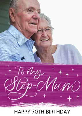 Starry Eyed Letters By Julia Typographic Mauve Stars Step Mum Birthday Card