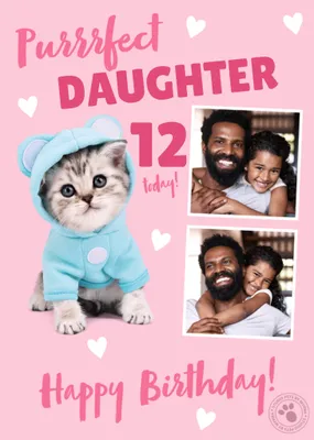 Purrfect Photo Upload Birthday Card