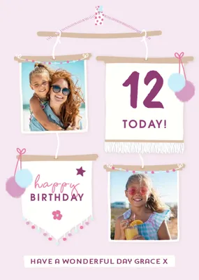 Illustration Of A Mobile With Photo Frames And Banners Photo Upload Tenth Birthday Card