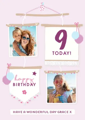 Illustration Of A Mobile With Photo Frames And Banners Photo Upload Tenth Birthday Card