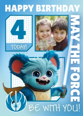 Star Wars Young Jedi Adventures Photo Upload Birthday Card