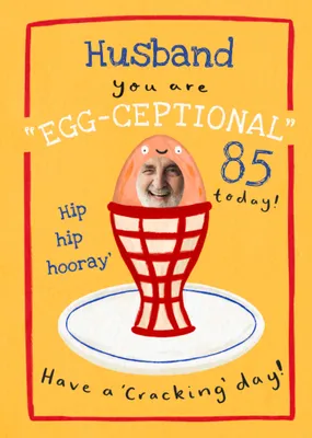 Egg-ceptional Husband Face In Hole 80th Birthday Card