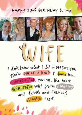 The Happy News 30th Photo Upload Birthday Card For Wife