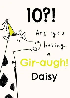 Giraffe Pun Sketchy Illustrated 13th Birthday Card