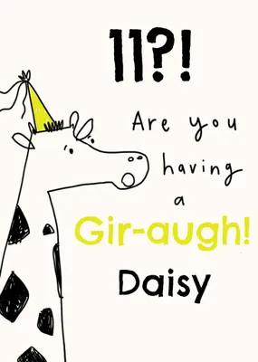 Giraffe Pun Sketchy Illustrated 13th Birthday Card