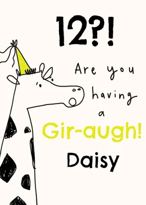Giraffe Pun Sketchy Illustrated 13th Birthday Card