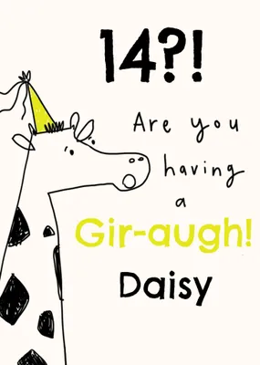 Giraffe Pun Sketchy Illustrated 13th Birthday Card