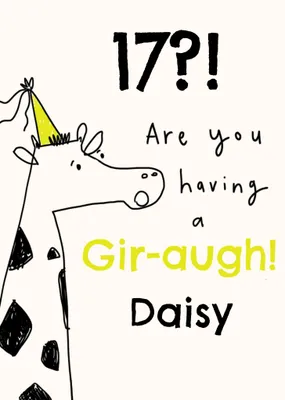 Giraffe Pun Sketchy Illustrated 13th Birthday Card
